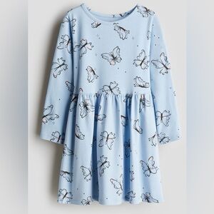 H&M Sky Blue Kids Dress with Butterfly Pattern